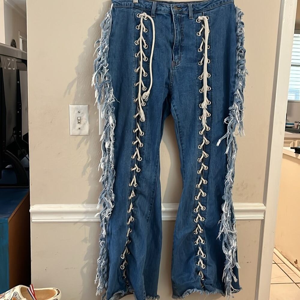 🎉Most Attractive People stylish lace up jeans! Sz 1X - Picture 3 of 8